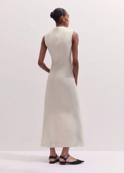ME+EM Cream Cowl Neck Fit and Flare Maxi Dress