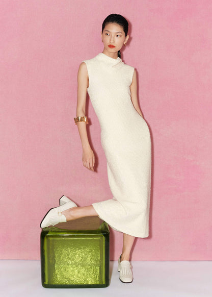 ME+EM Cream Cowl Neck Fit and Flare Maxi Dress