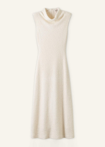ME+EM Cream Cowl Neck Fit and Flare Maxi Dress
