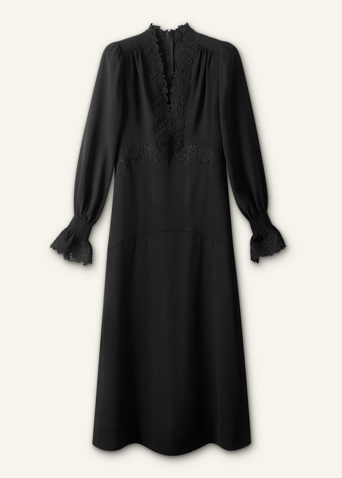 ME+EM Black Fit + Flare Lace Detail Maxi Dress