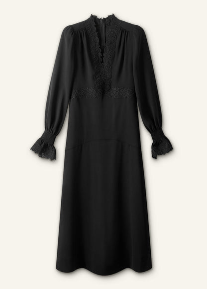 ME+EM Black Fit + Flare Lace Detail Maxi Dress
