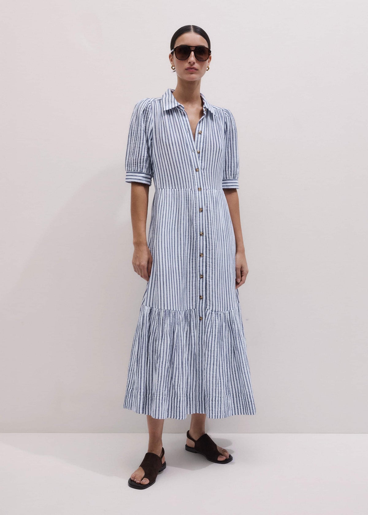 ME+EM Navy Midi Shirt Dress