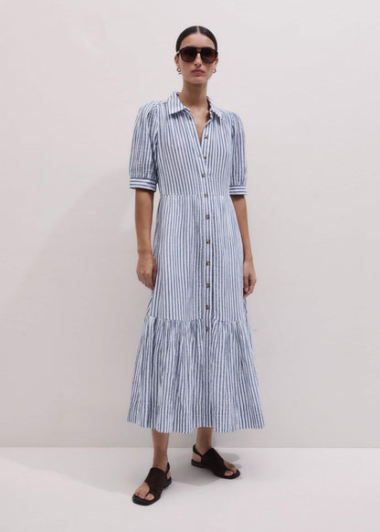 ME+EM Navy Midi Shirt Dress