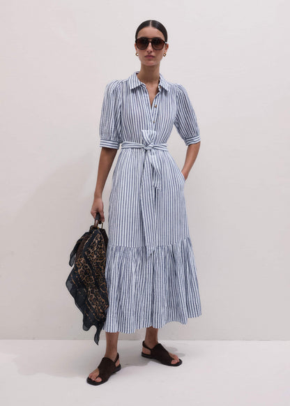 ME+EM Navy Midi Shirt Dress