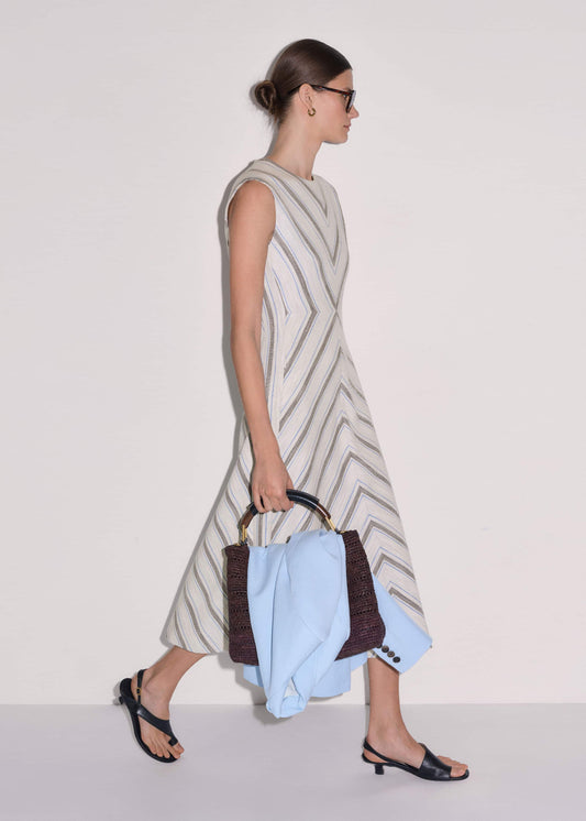 ME+EM Light Cream Fit + Flare Midi Dress