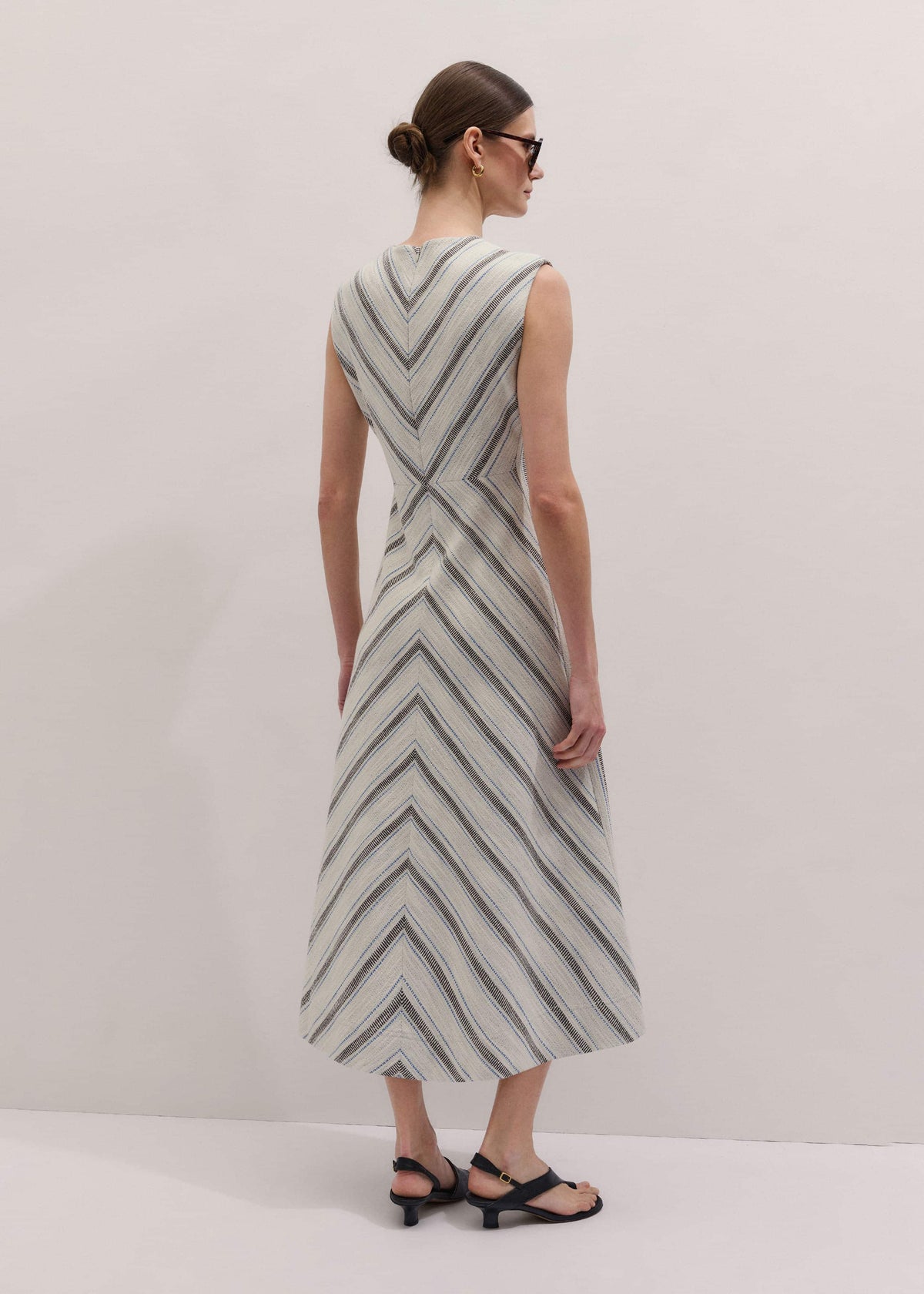 ME+EM Light Cream Fit + Flare Midi Dress