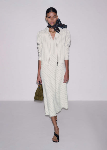ME+EM Ivory Striped Fit + Flare Midi Dress