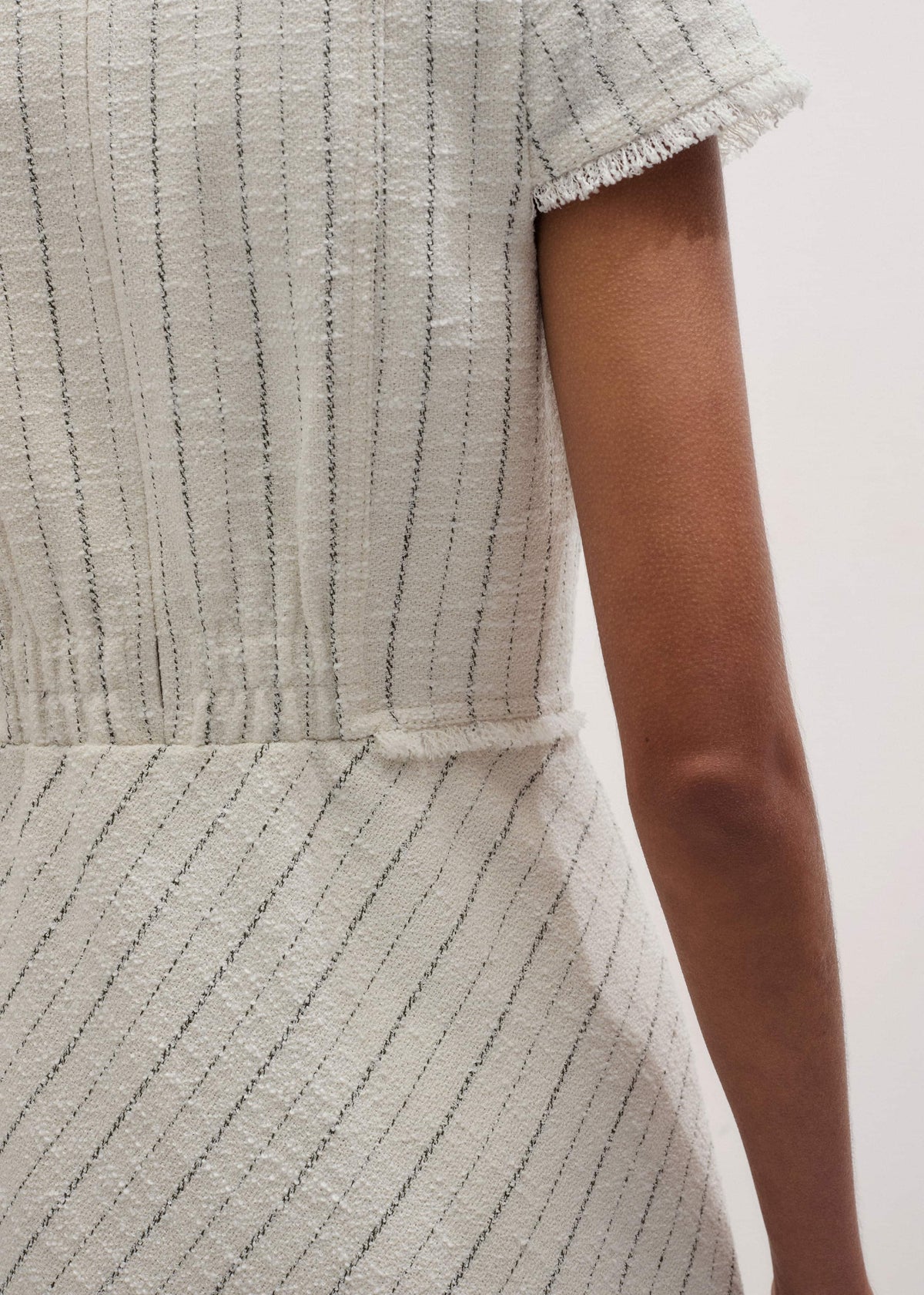 ME+EM Ivory Striped Fit + Flare Midi Dress