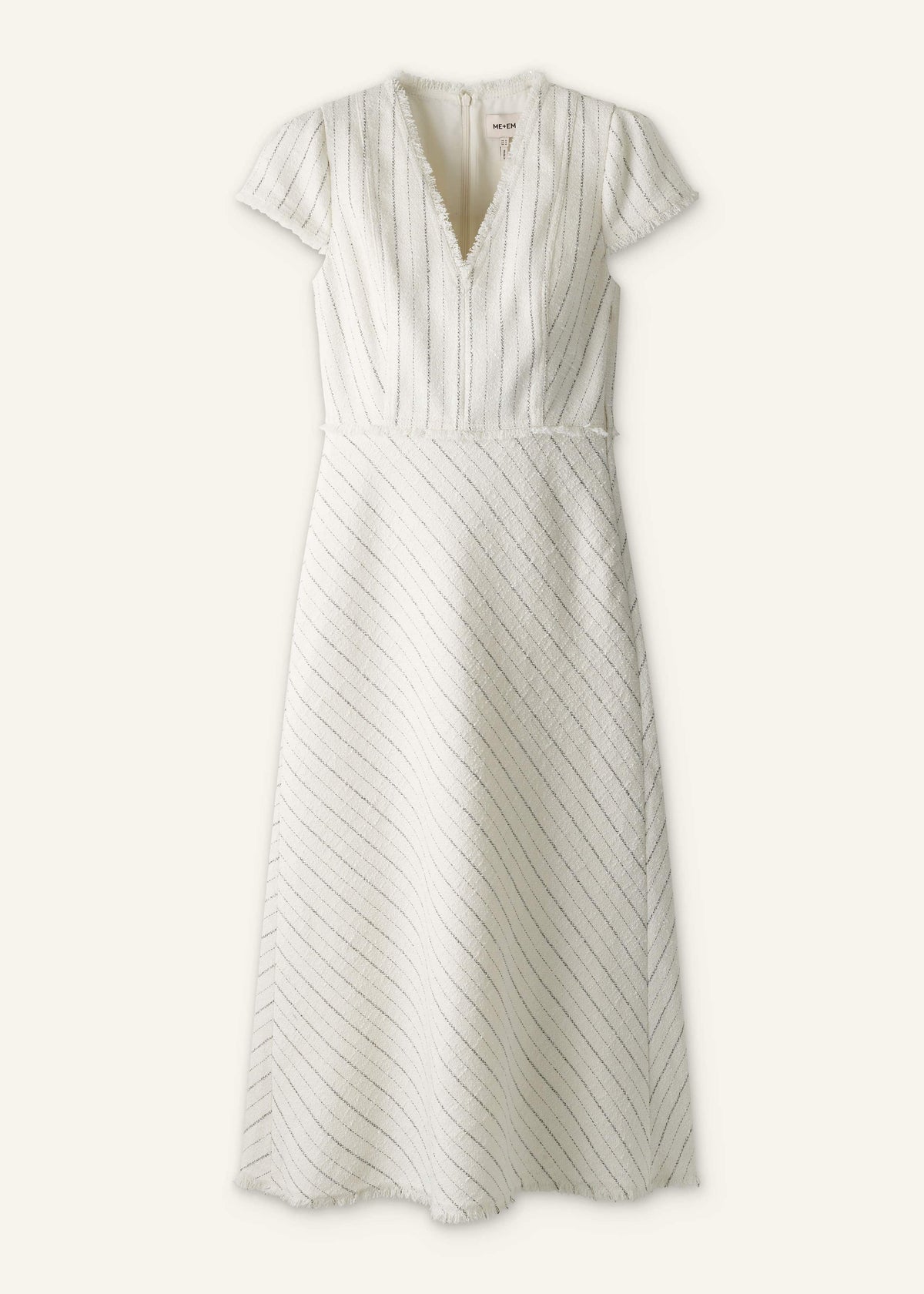 ME+EM Ivory Striped Fit + Flare Midi Dress