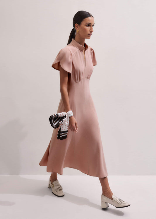 ME+EM Smoke Pink Contrast Stitch Midi Dress