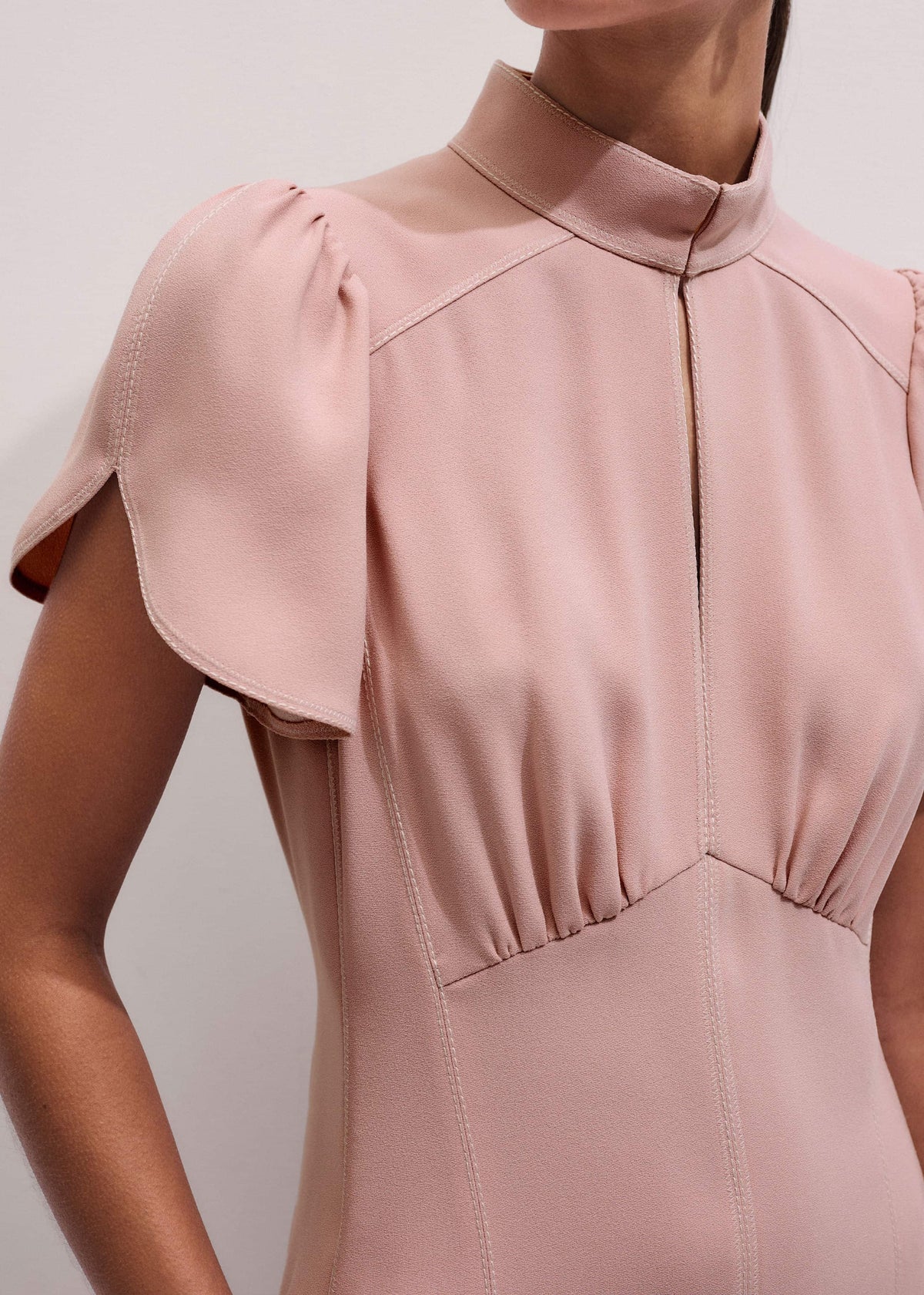 ME+EM Smoke Pink Contrast Stitch Midi Dress