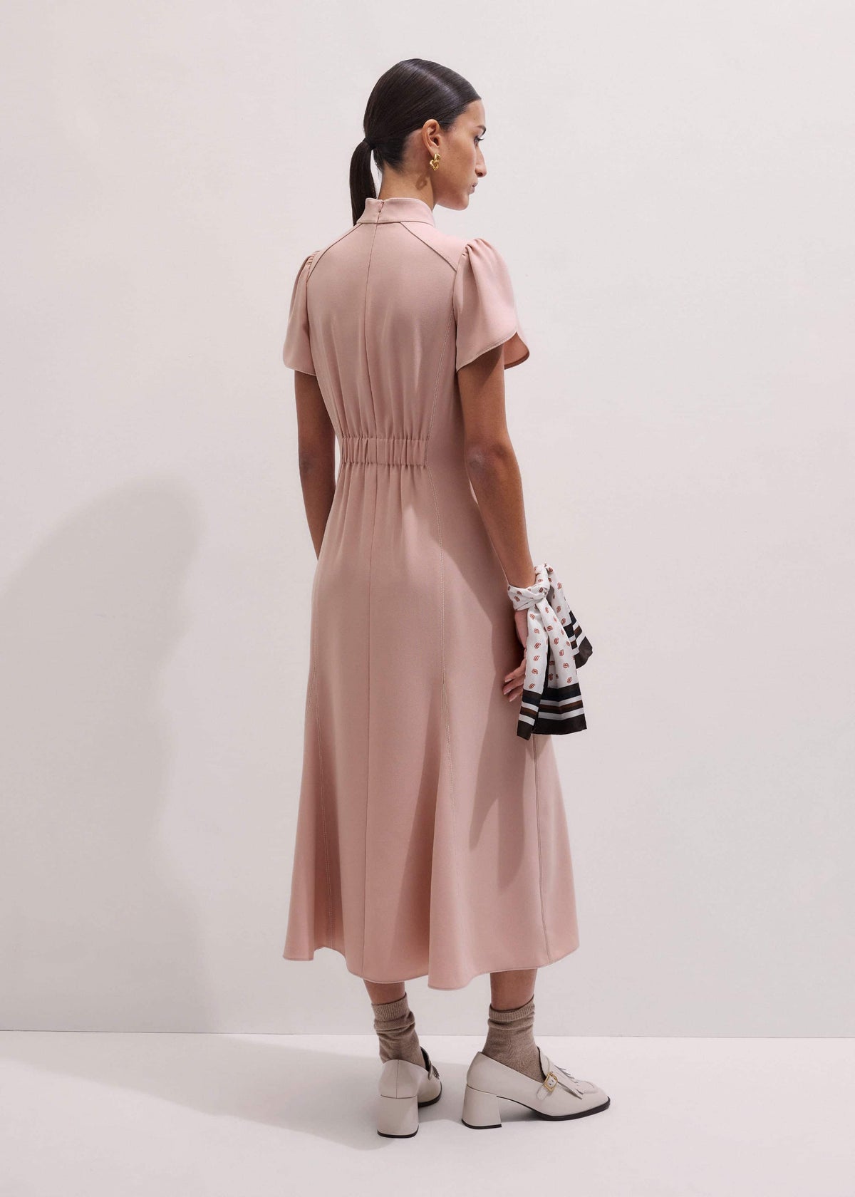 ME+EM Smoke Pink Contrast Stitch Midi Dress