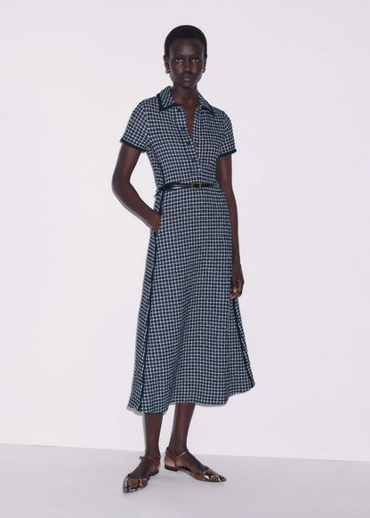 ME+EM Navy Textured Midi Dress + Belt