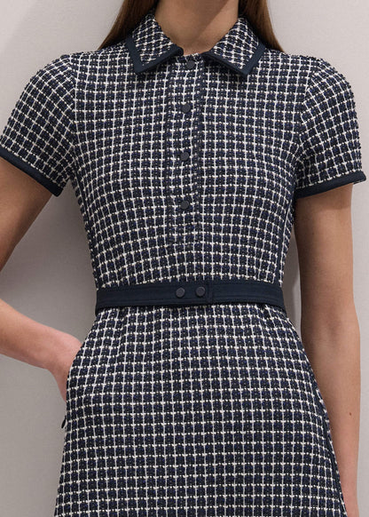 ME+EM Navy Textured Midi Dress + Belt
