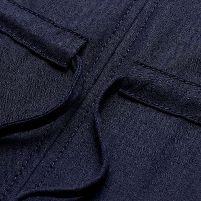 ME+EM Navy Fit + Flare Shirt Midi Dress