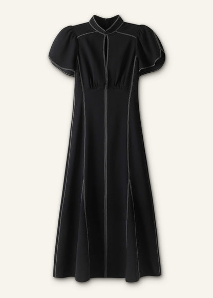 ME+EM Black Contrast Stitch Midi Dress