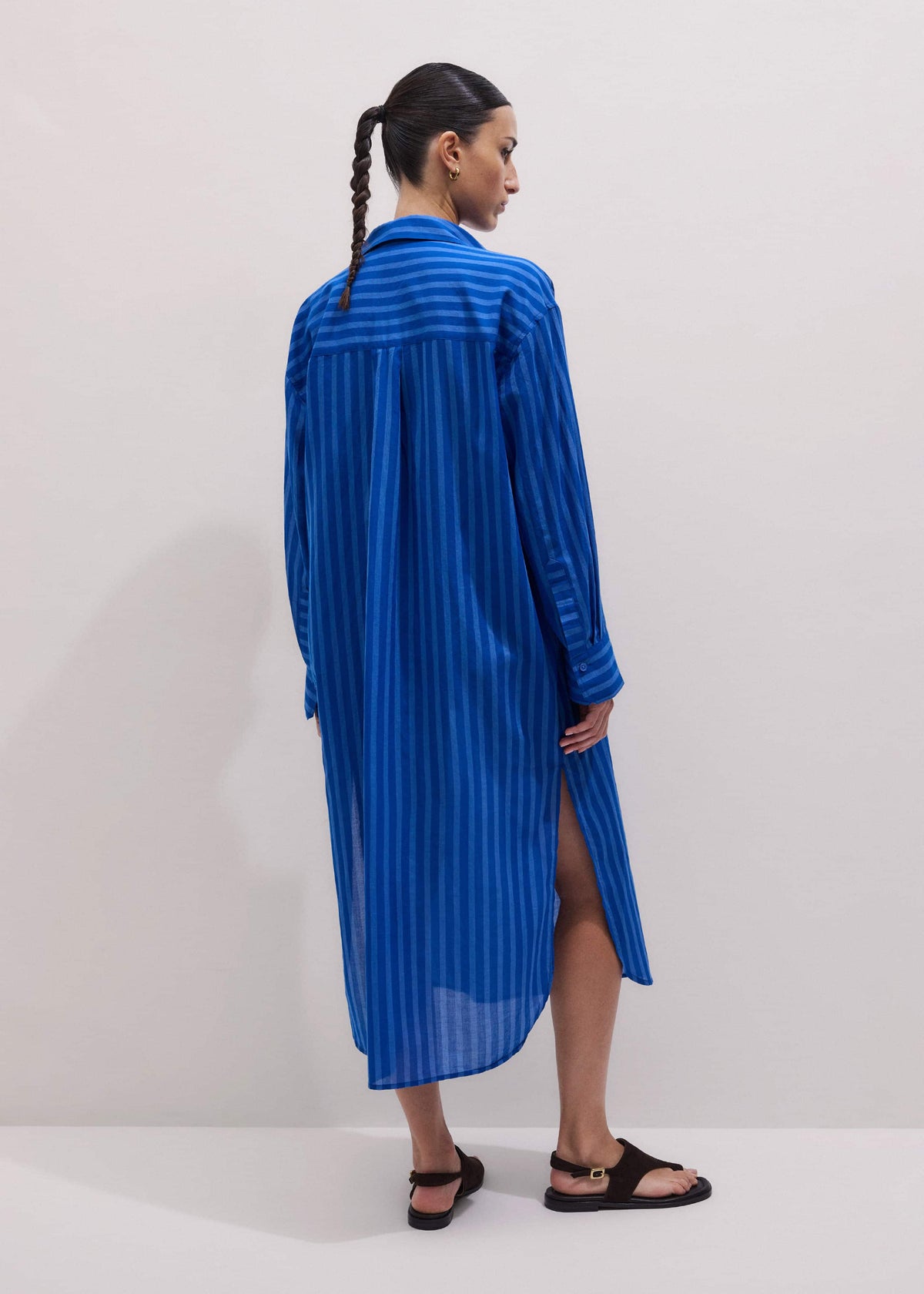 ME+EM Blue Beach Midi Shirt Dress