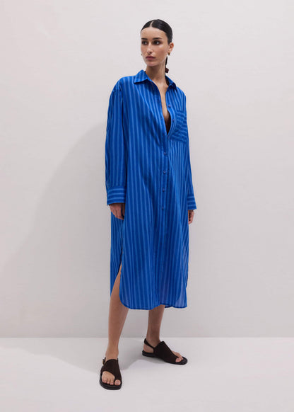ME+EM Blue Beach Midi Shirt Dress
