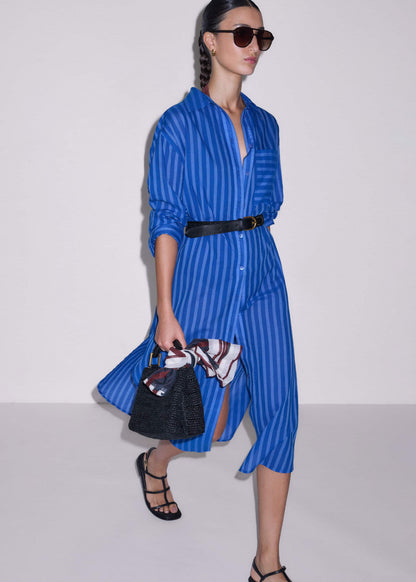 ME+EM Blue Beach Midi Shirt Dress