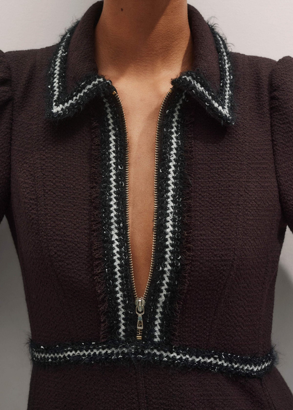 ME+EM Brown Tweed Midi Dress
