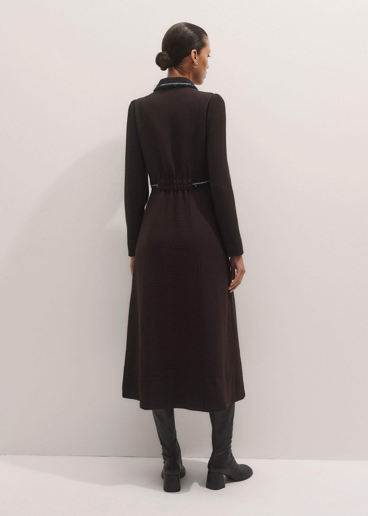 ME+EM Brown Tweed Midi Dress
