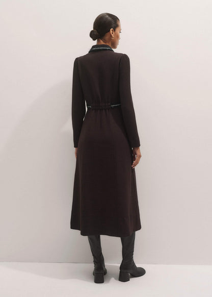 ME+EM Brown Tweed Midi Dress