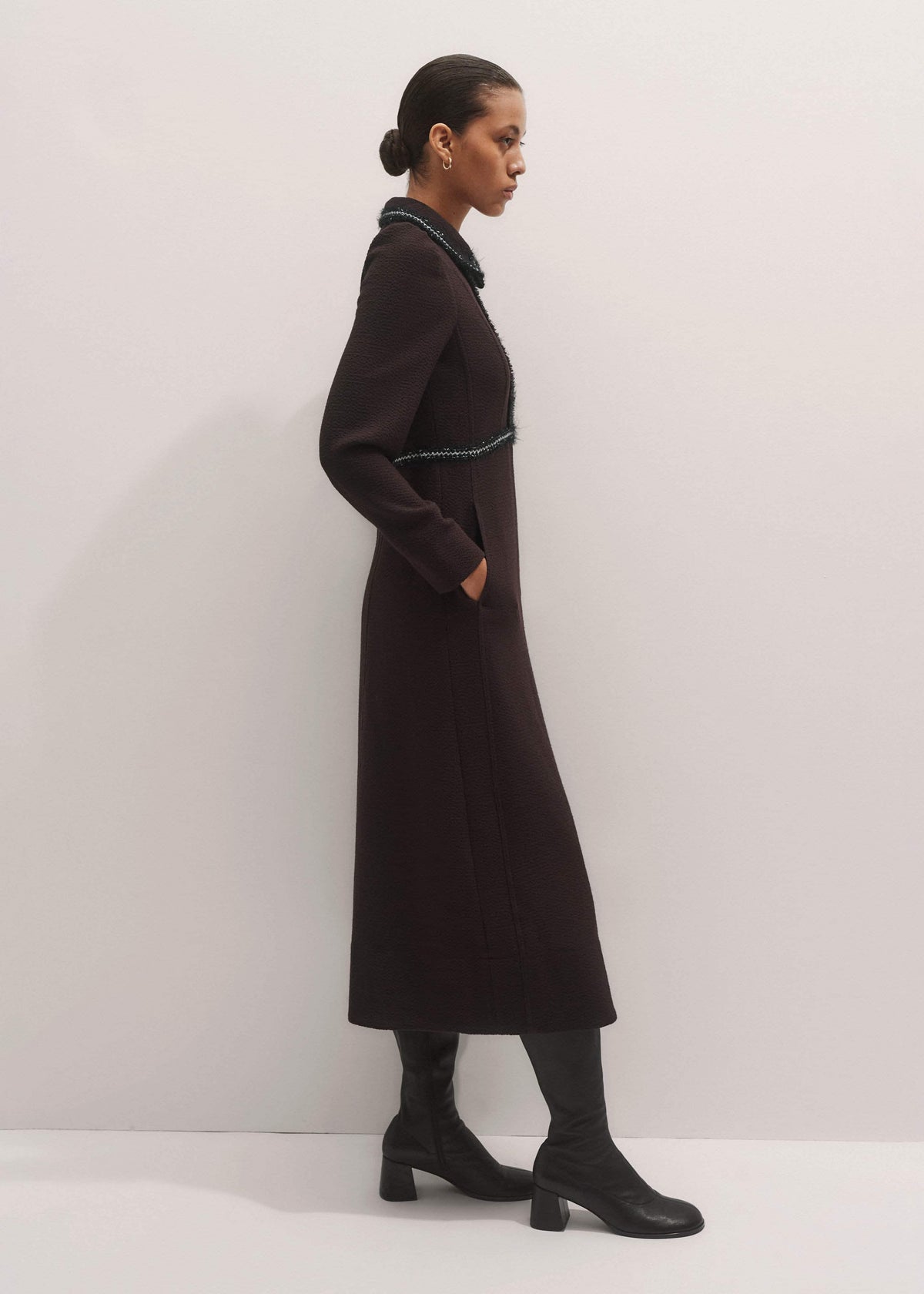 ME+EM Brown Tweed Midi Dress
