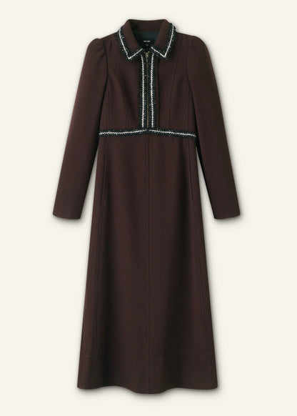 ME+EM Brown Tweed Midi Dress