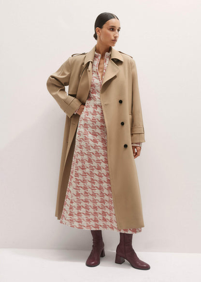 ME+EM Red Exaggerated Houndstooth Midi Dress