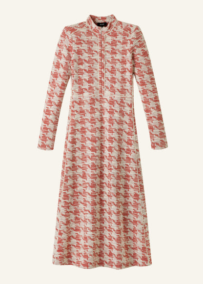 ME+EM Red Exaggerated Houndstooth Midi Dress
