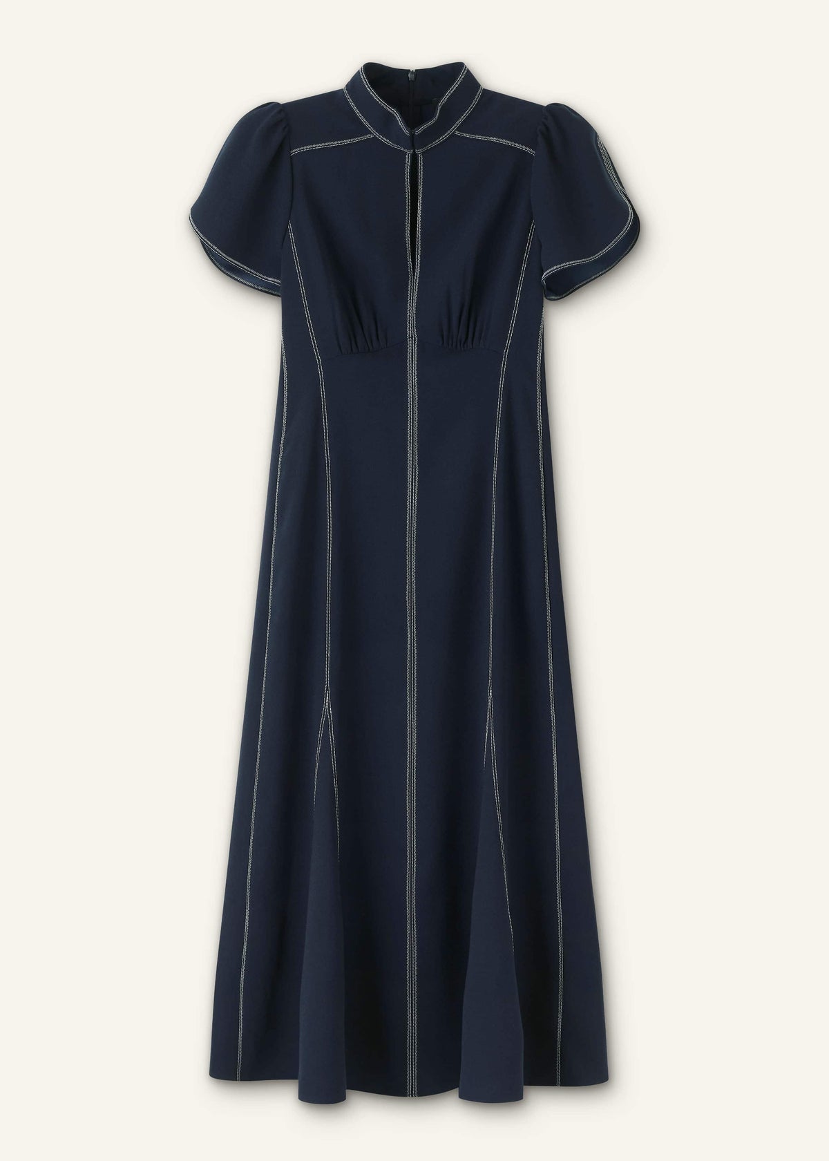 ME+EM Navy Contrast Stitch Midi Dress