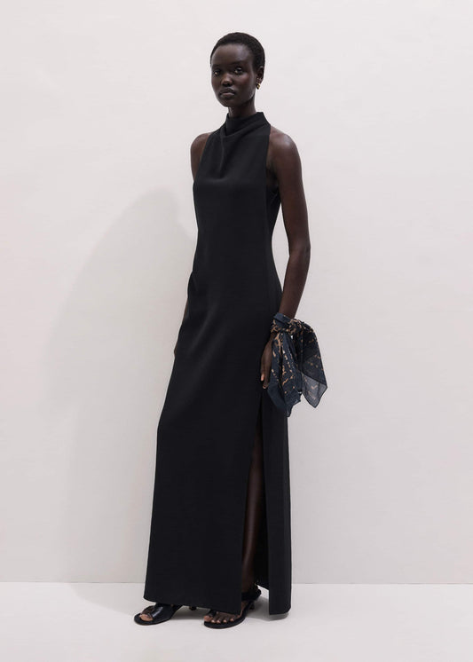 ME+EM Black Draped Full Length Dress
