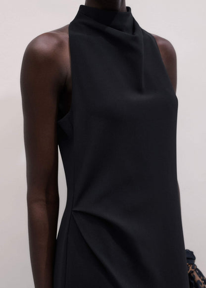 ME+EM Black Draped Full Length Dress