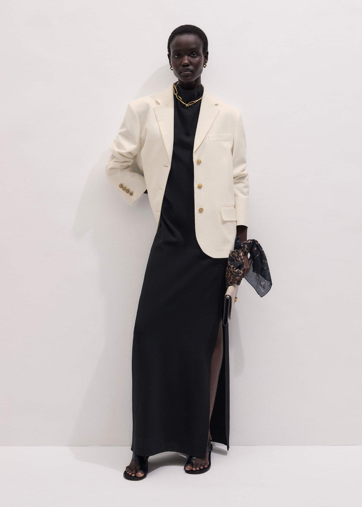 ME+EM Black Draped Full Length Dress