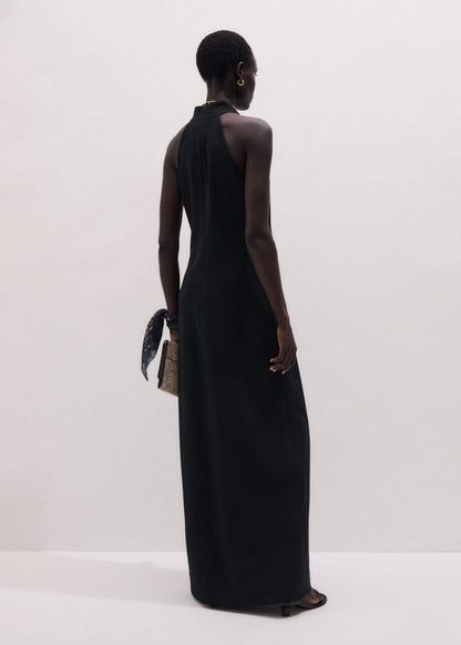 ME+EM Black Draped Full Length Dress