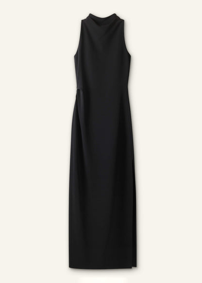 ME+EM Black Draped Full Length Dress