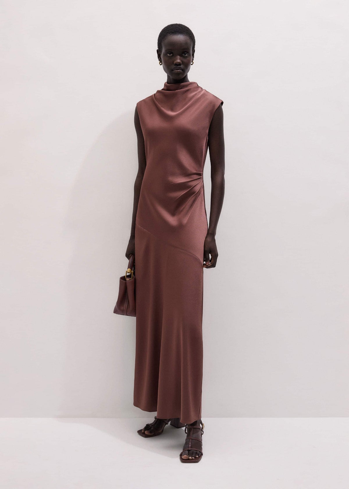 ME+EM Cinnamon Bias Cut Full Length Dress