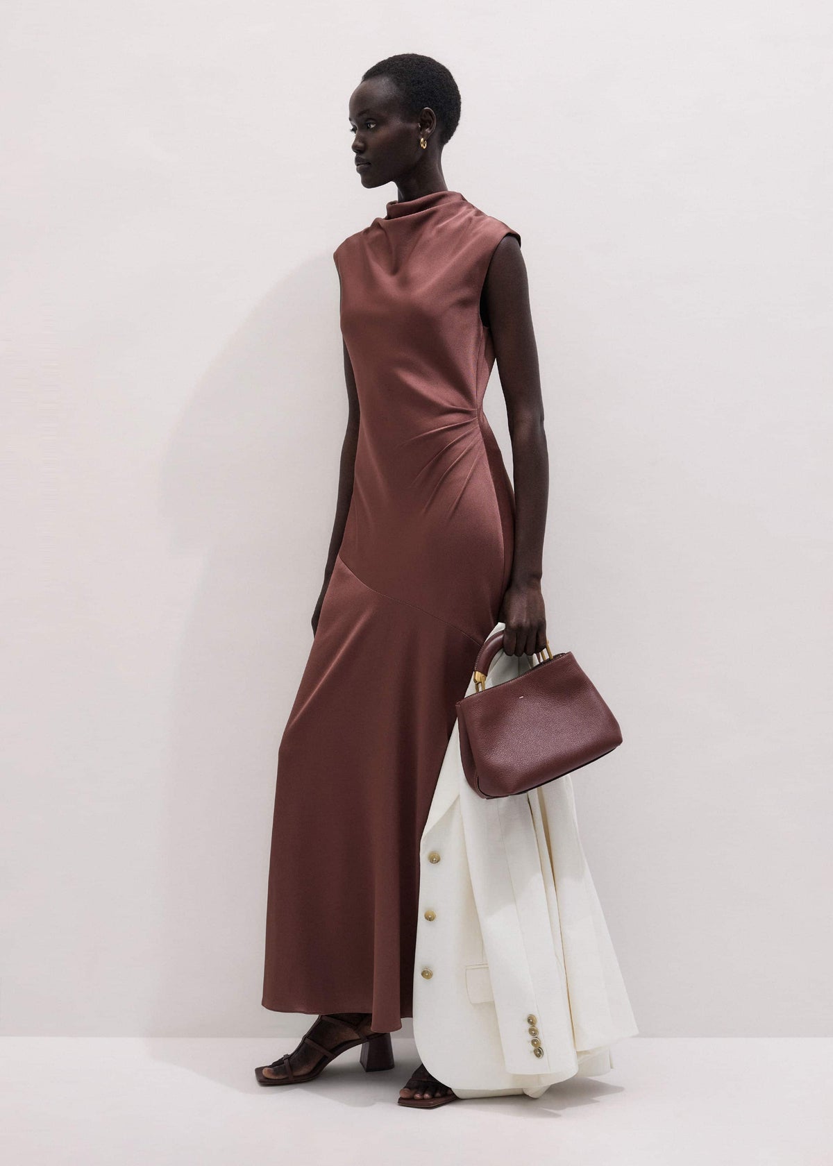 ME+EM Cinnamon Bias Cut Full Length Dress