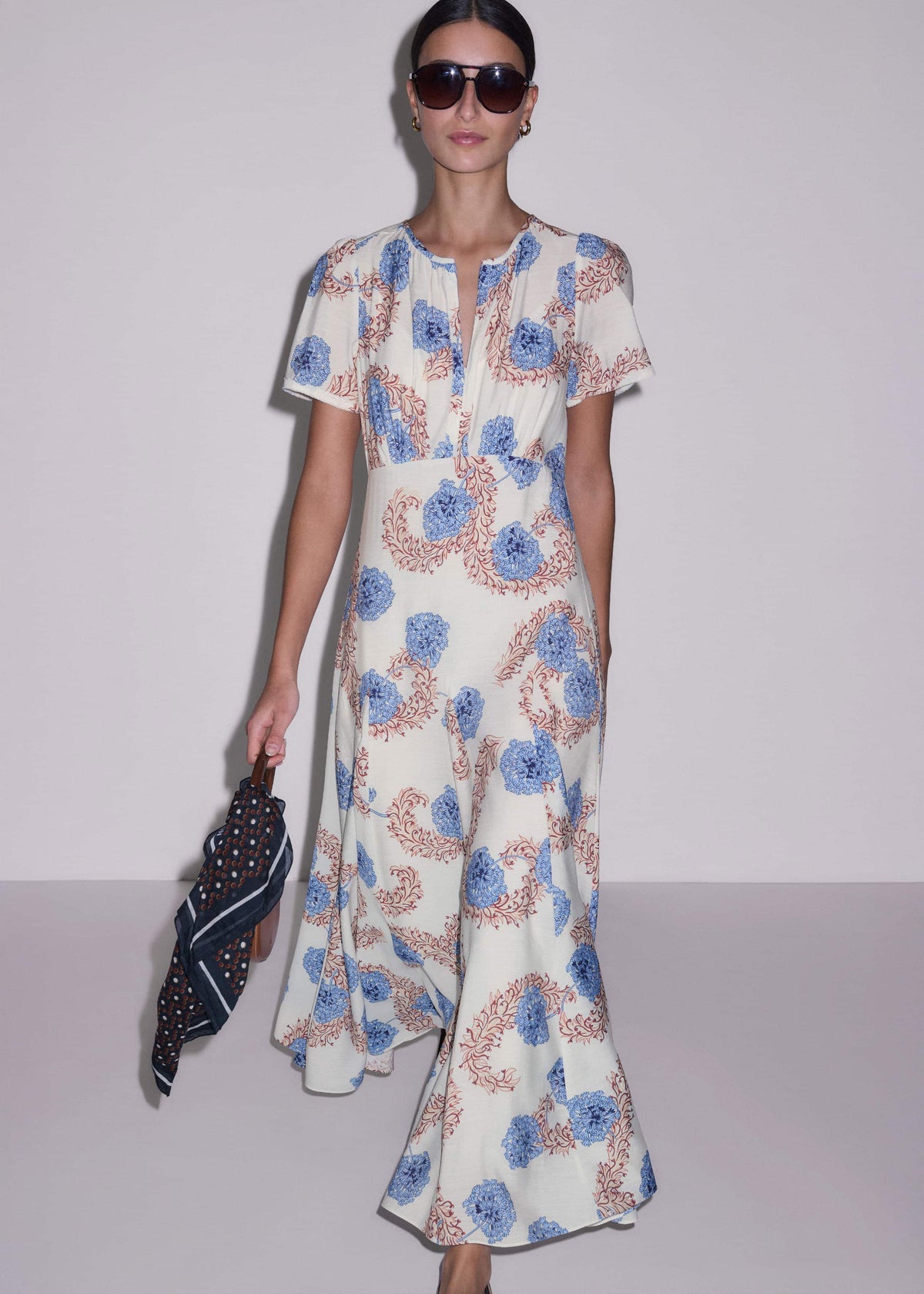 ME+EM Cream Fit + Flare Maxi Dress