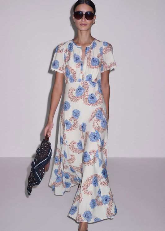 ME+EM Cream Fit + Flare Maxi Dress