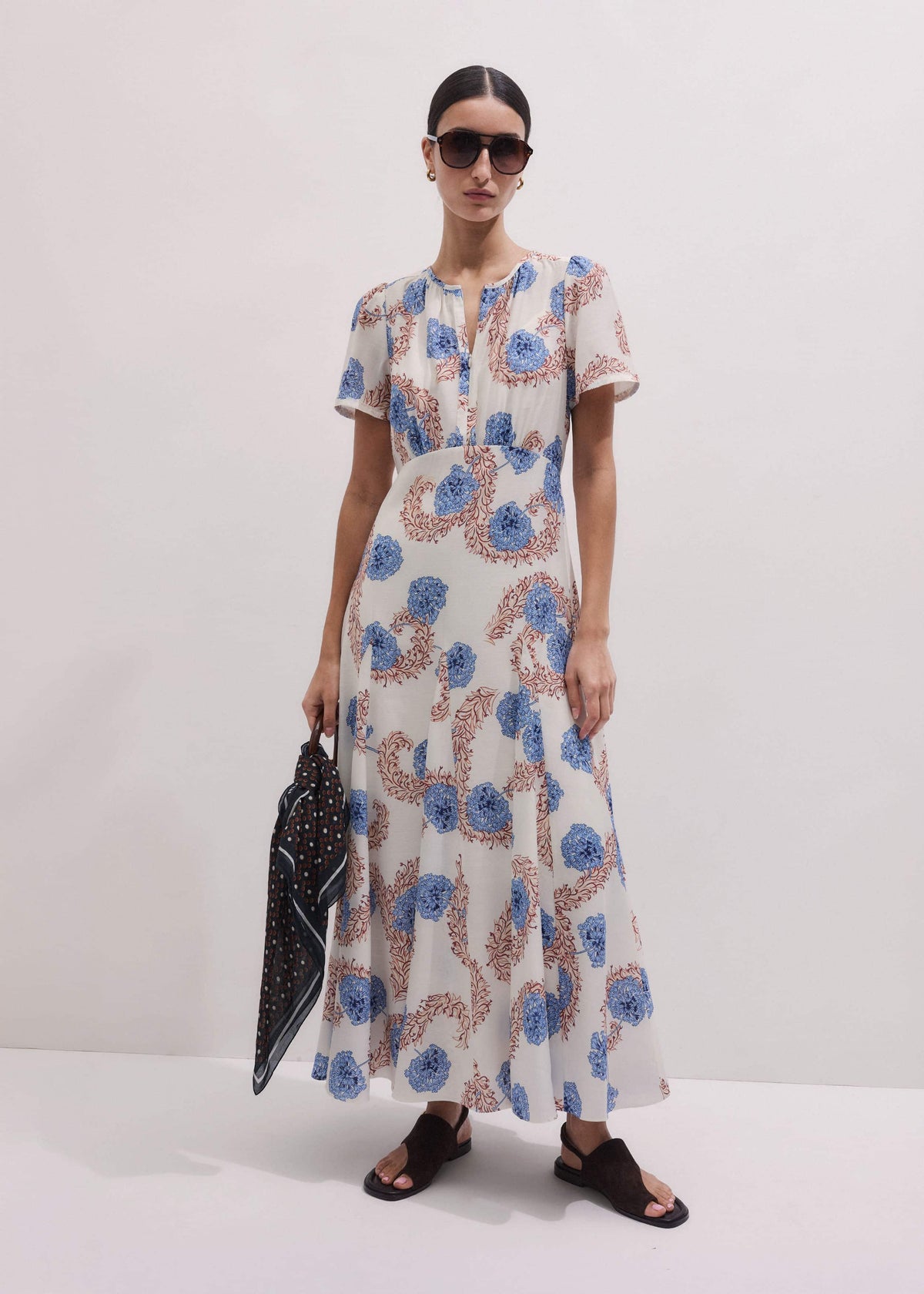 ME+EM Cream Fit + Flare Maxi Dress