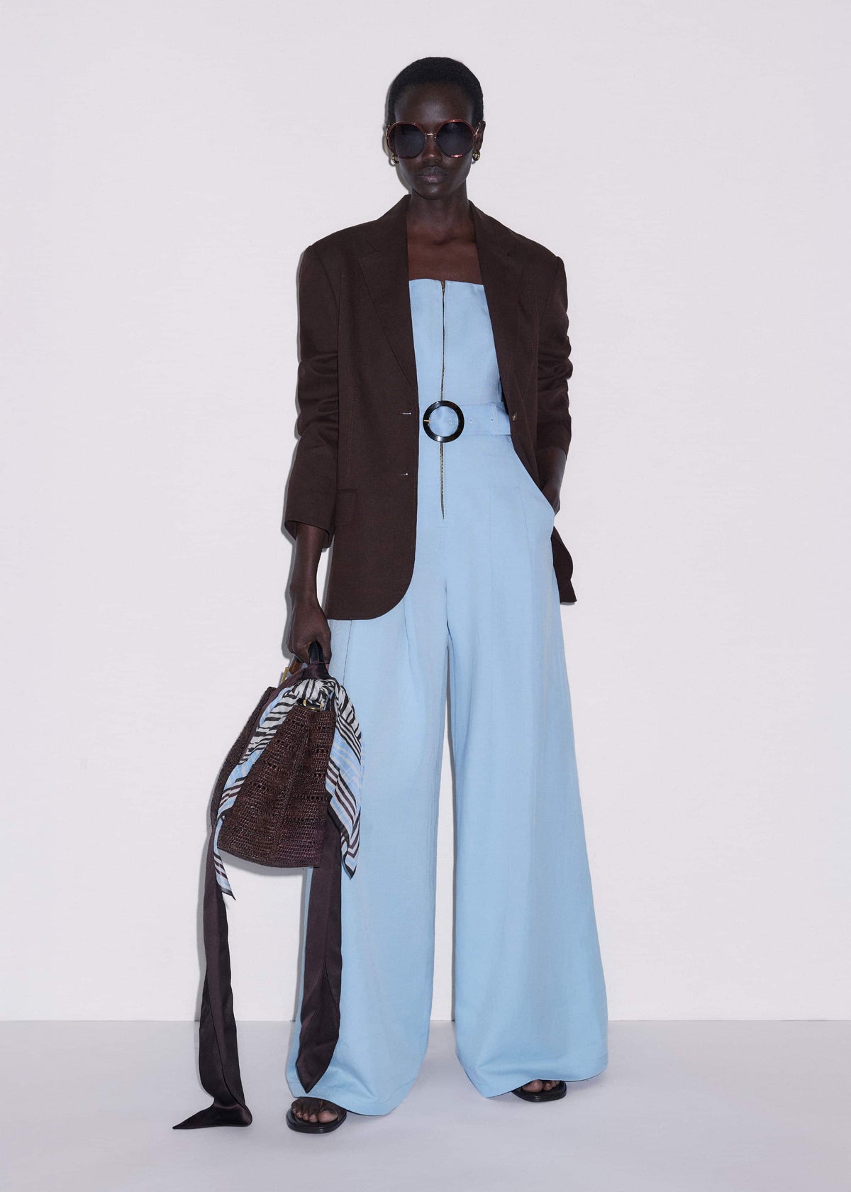 ME+EM Blue Wide-Leg Jumpsuit