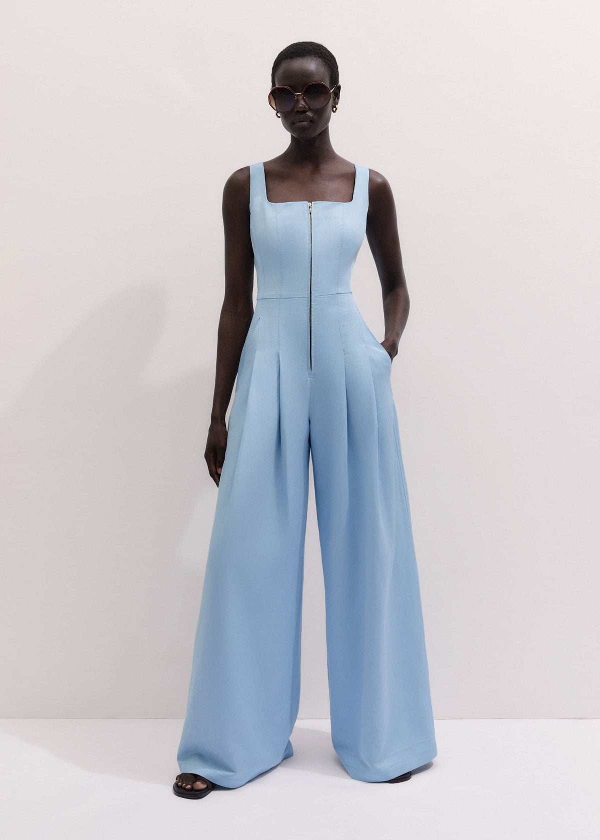 ME+EM Blue Wide-Leg Jumpsuit