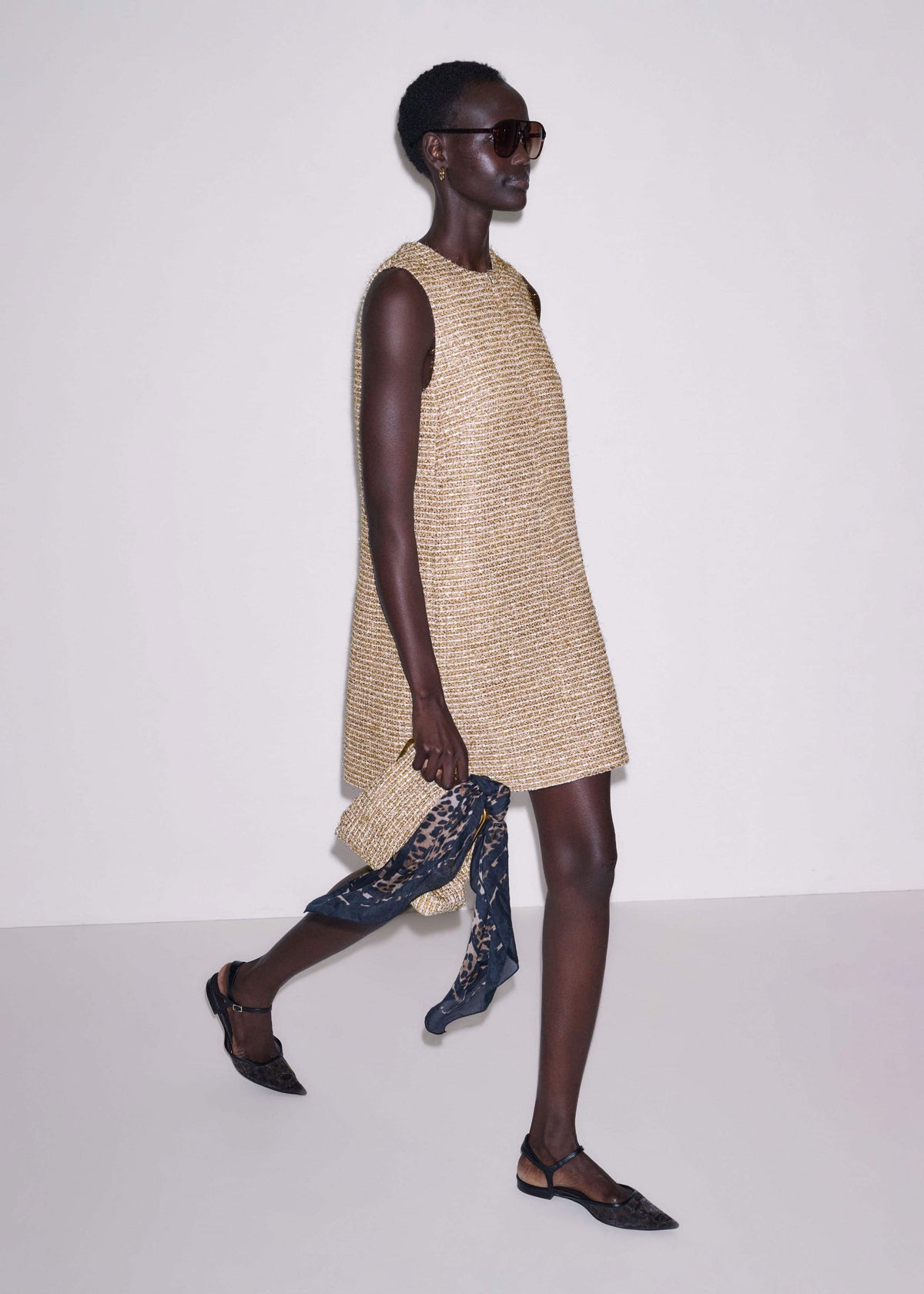 ME+EM Gold Metallic Mini Dress