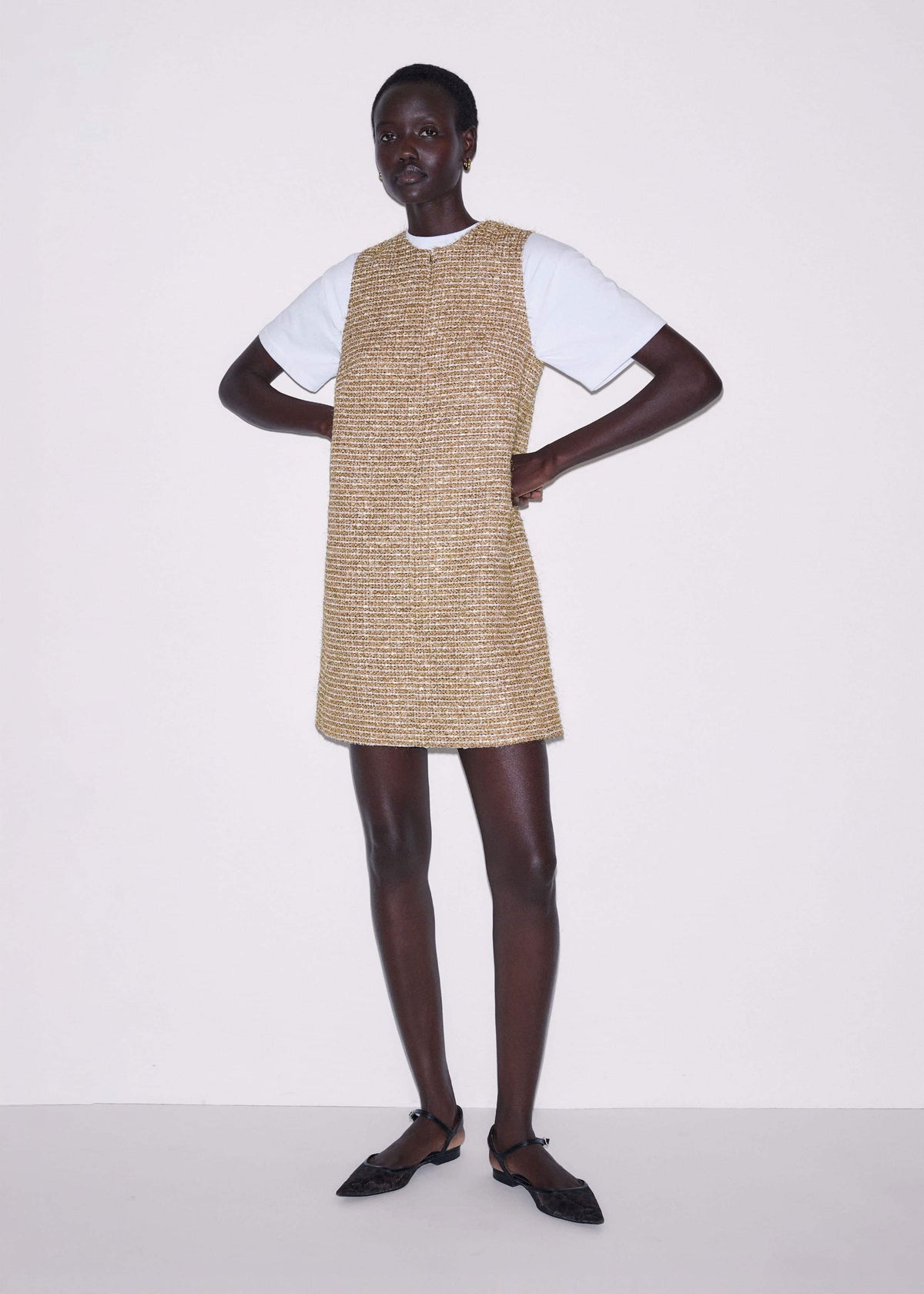 ME+EM Gold Metallic Mini Dress