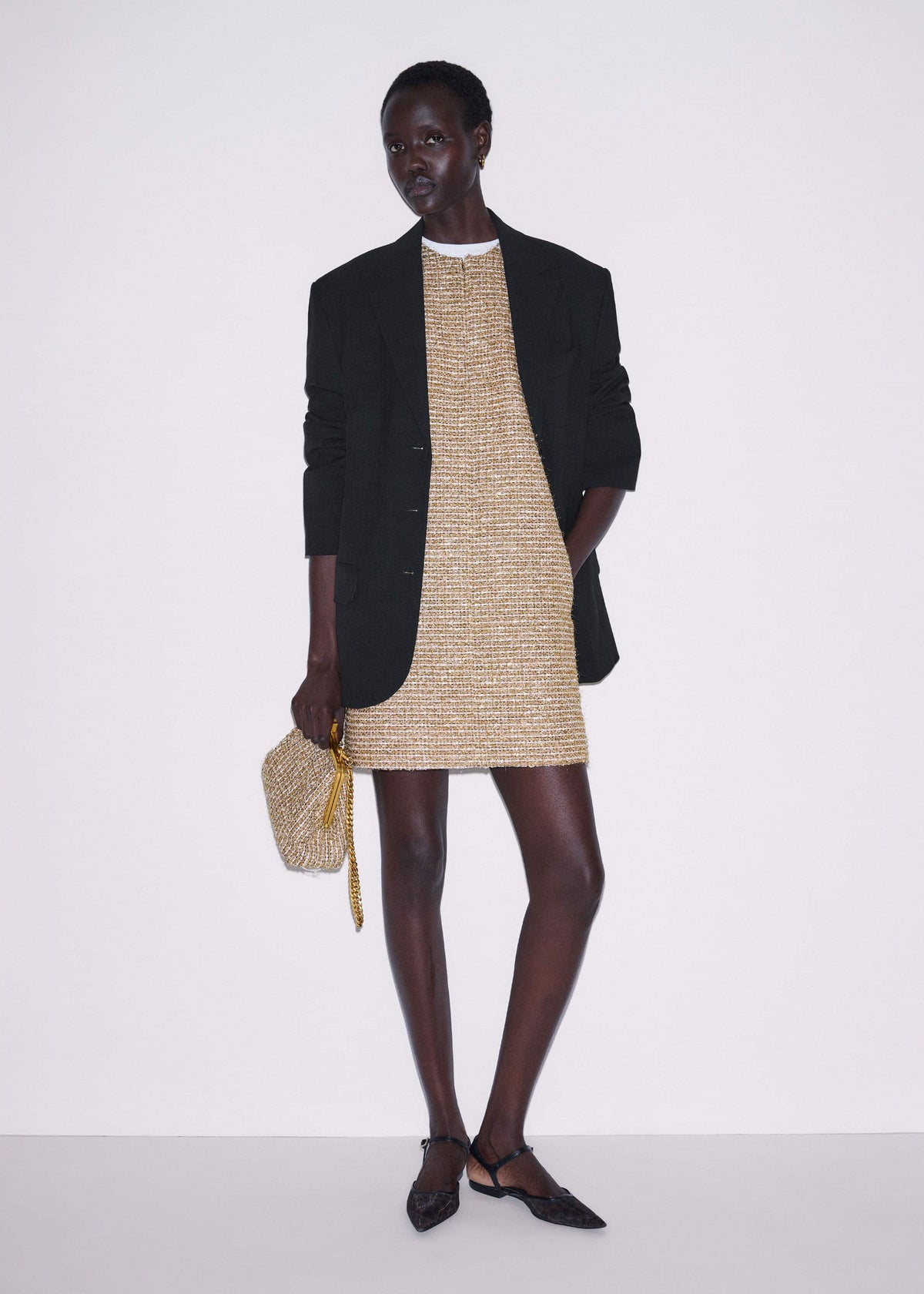 ME+EM Gold Metallic Mini Dress