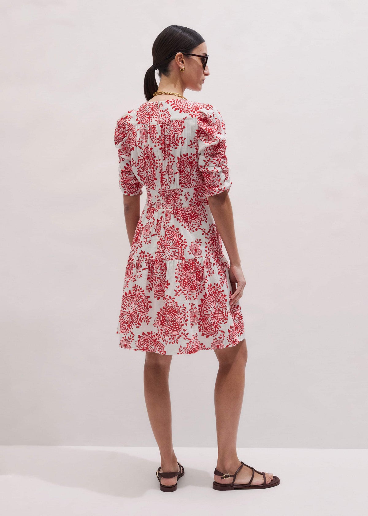 ME+EM White Cheesecloth Fit + Flare Short Dress