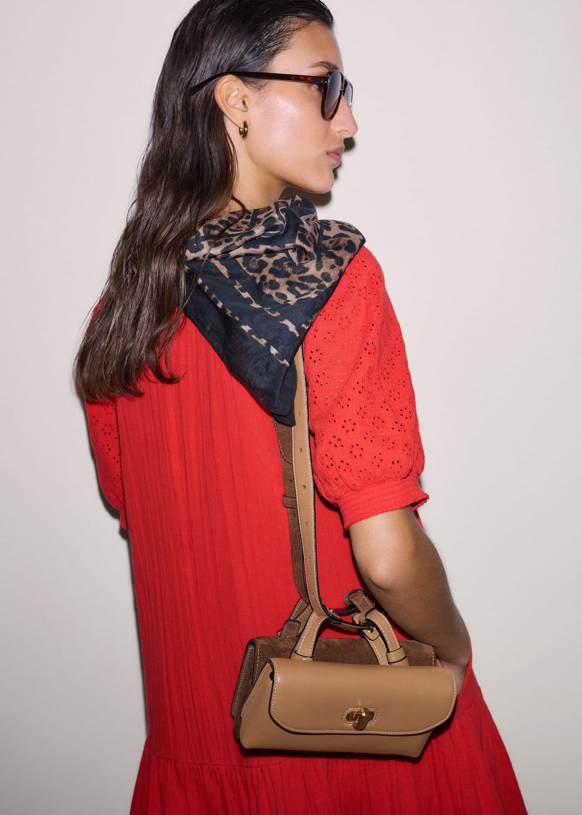 ME+EM Red Embroidered Cheesecloth Short Dress