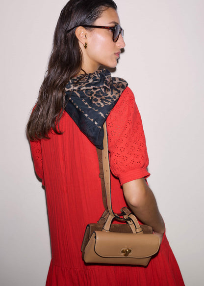 ME+EM Red Embroidered Cheesecloth Short Dress
