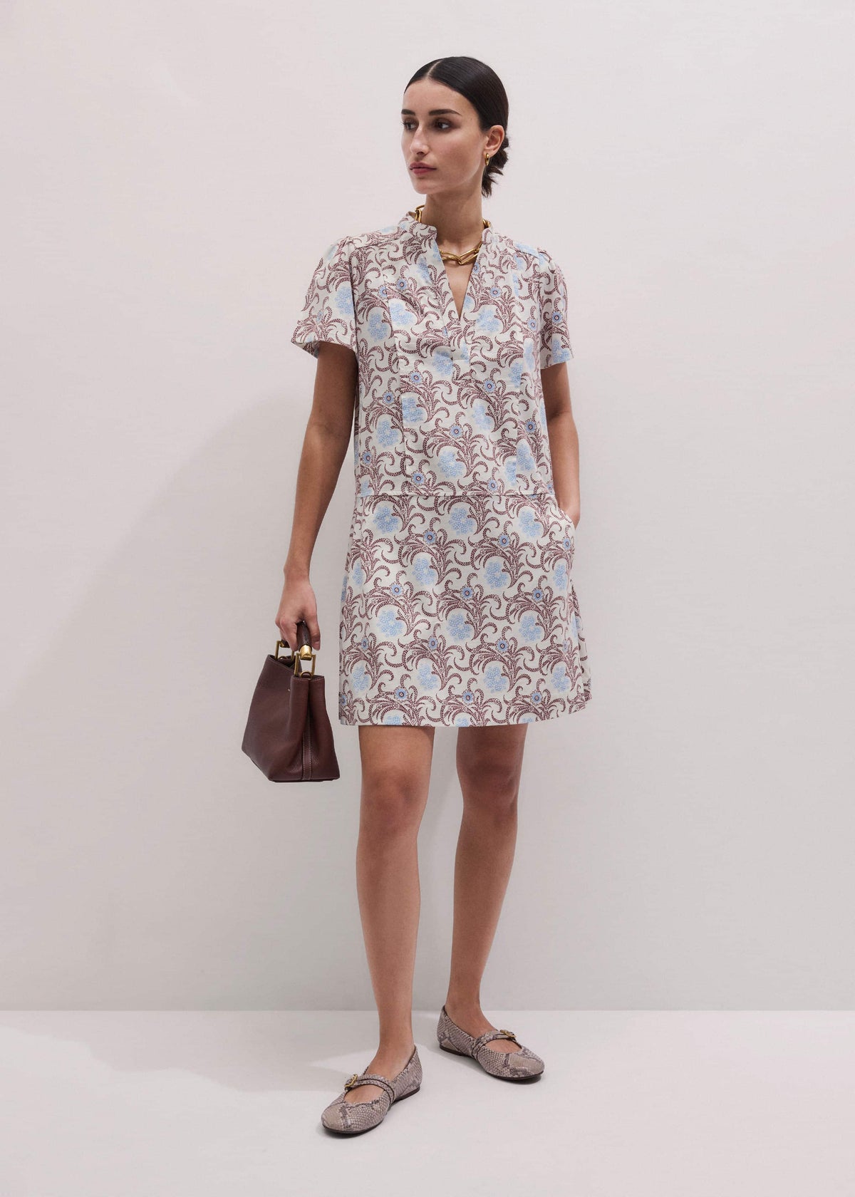 ME+EM Cream Summer Swing Dress